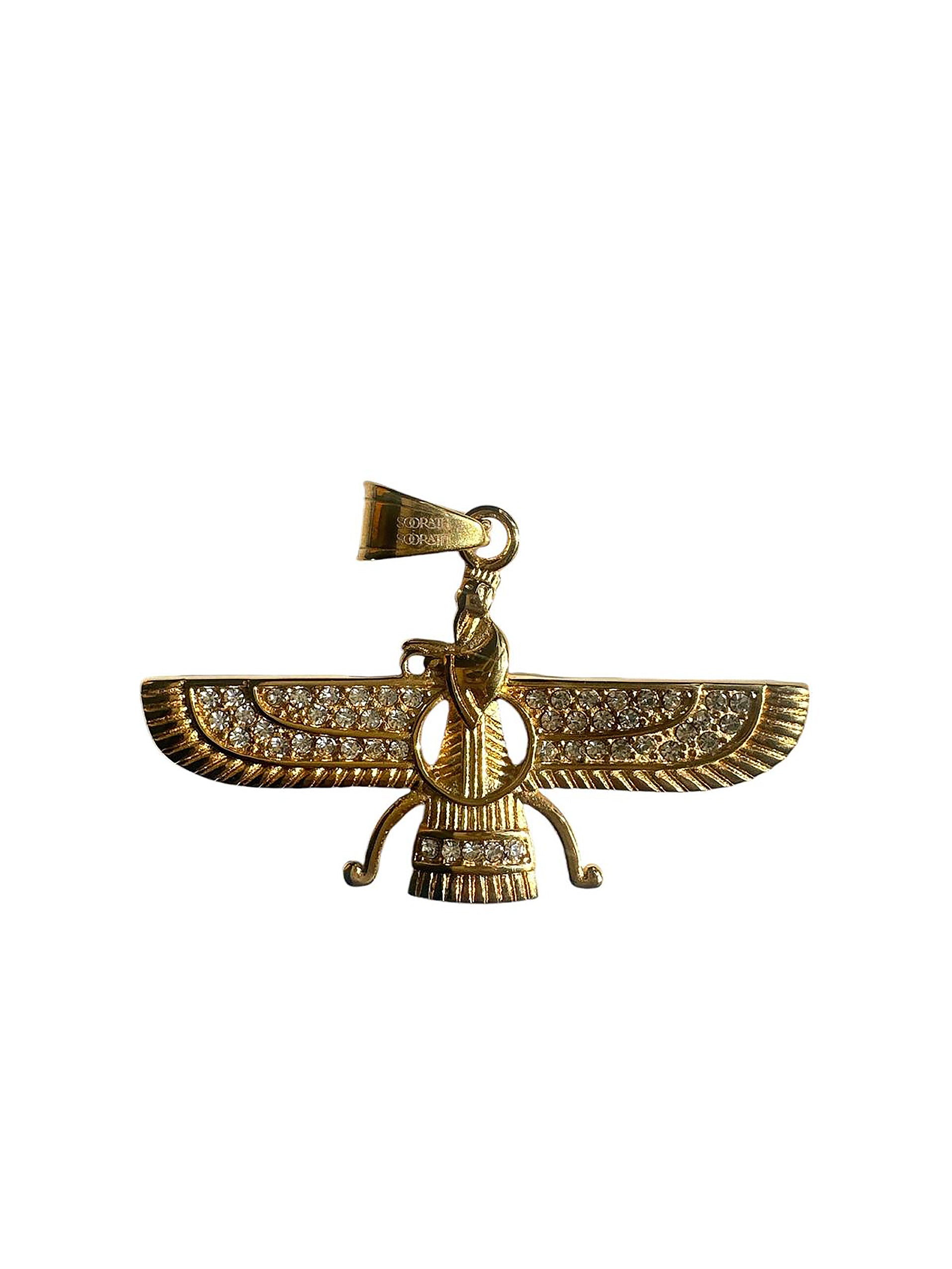 The Faravahar Necklace - Gold Plated with Rhinestones