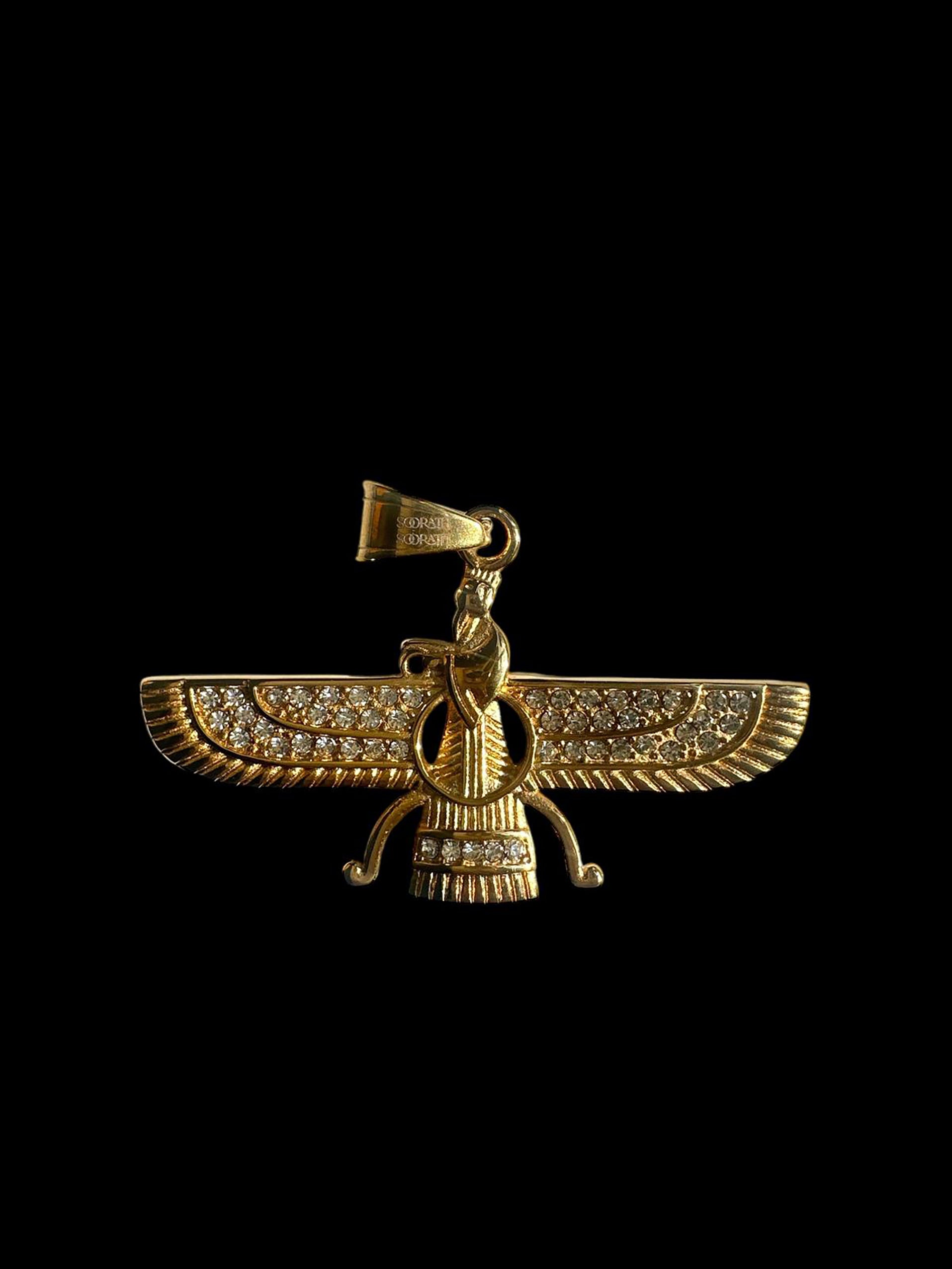 The Faravahar Necklace - Gold Plated with Rhinestones