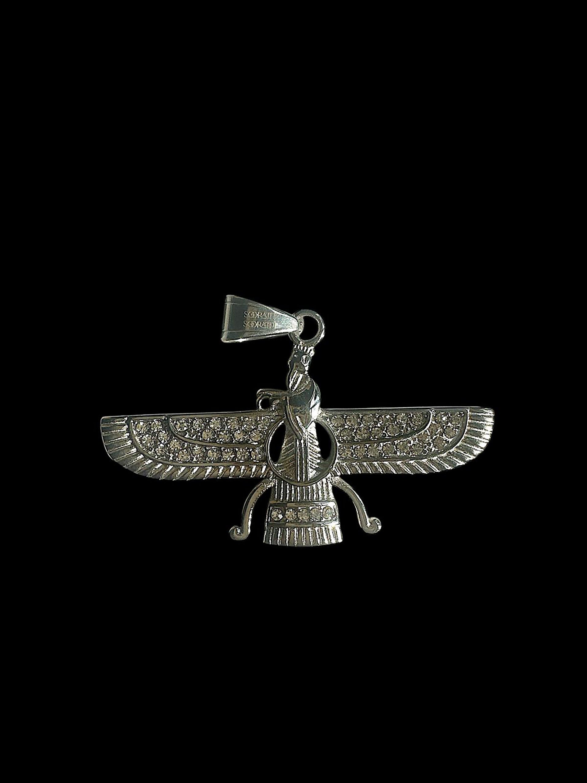 The Faravahar Necklace - Silver with Rhinestones