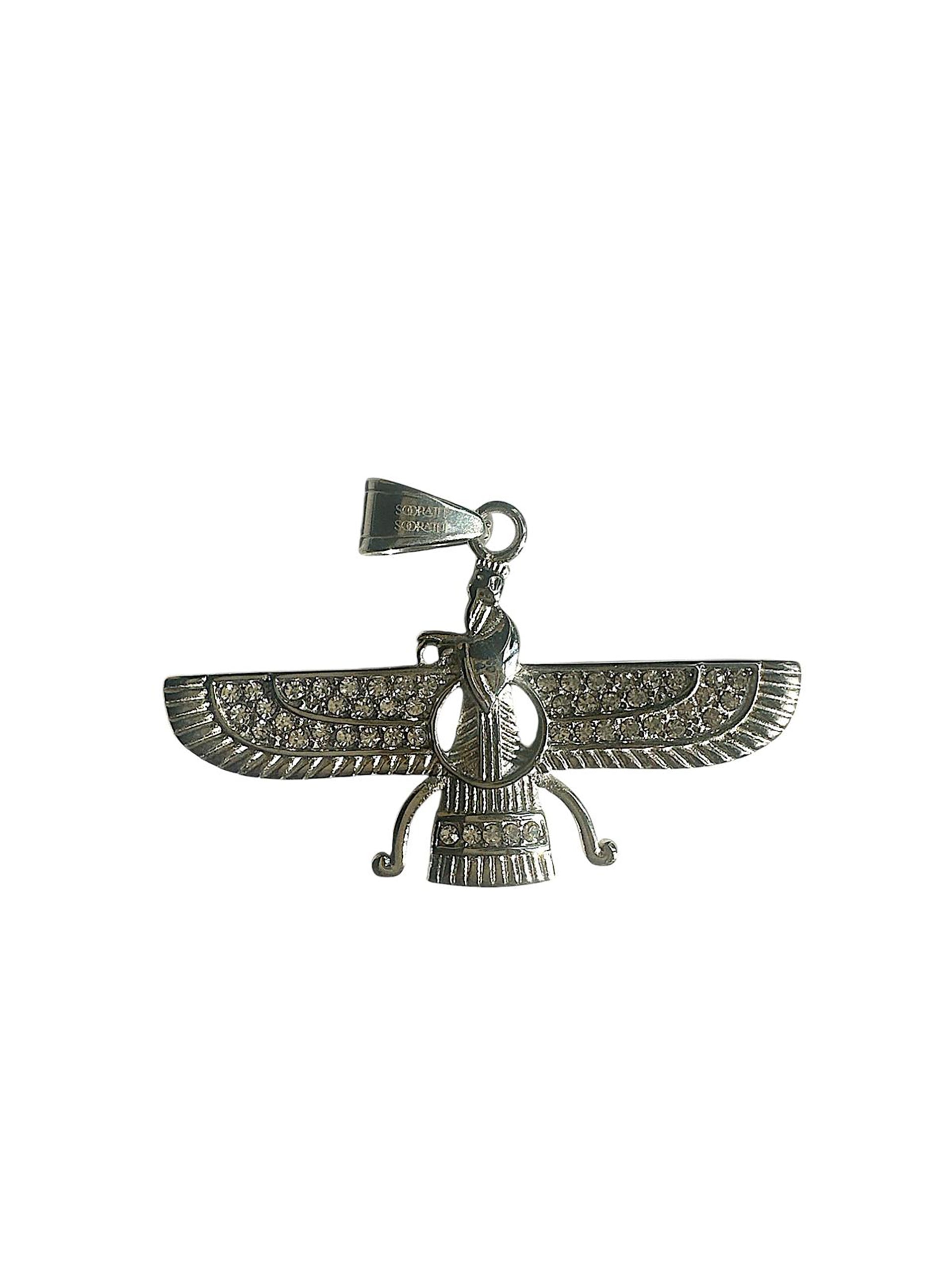 The Faravahar Necklace - Silver Plated with Rhinestones