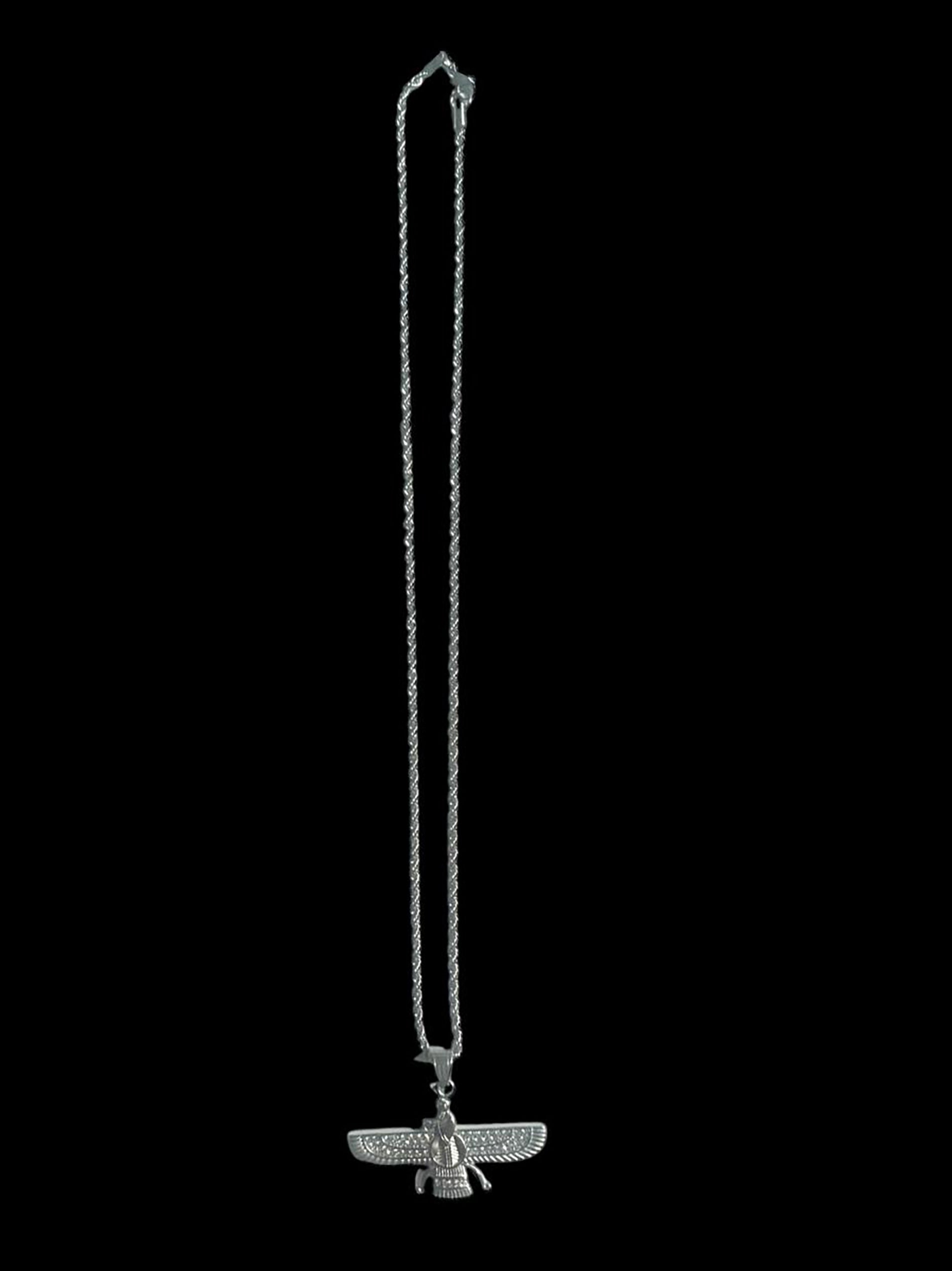 The Faravahar Necklace - Silver Plated with Rhinestones